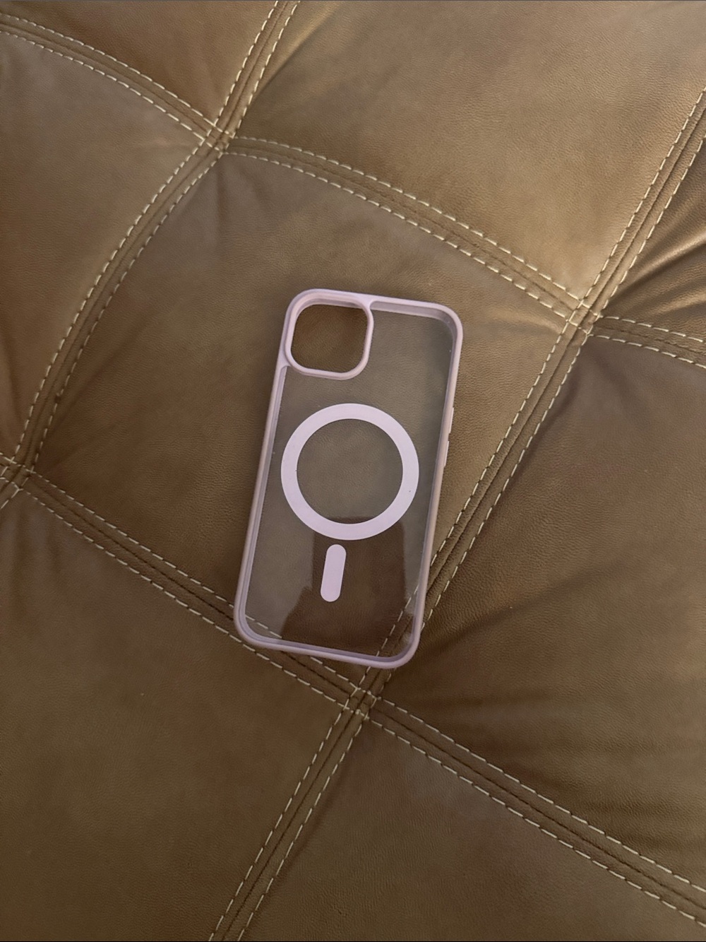 Source Unknown Clear iPhone Case with Light Pink Trim and MagSafe Ring